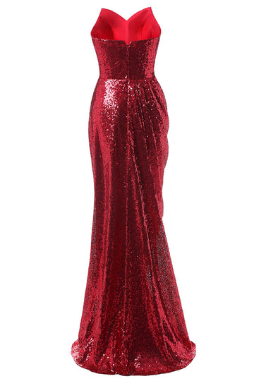 Vestido de baile de sequin de sereia vermelha